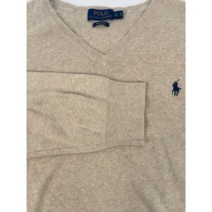 Polo Ralph Lauren Men's V-Neck Sweater Pima Cotton Oatmeal Size XLT Tall